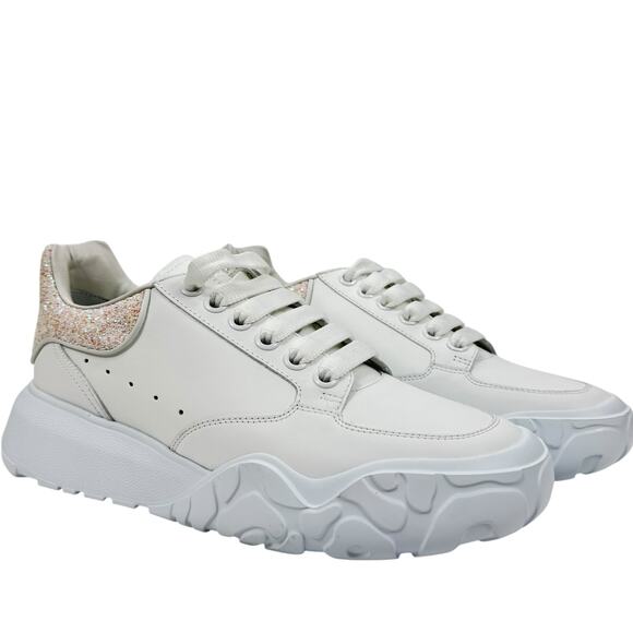 New Alexander Mcqueen Court Trainer Sneakers Glitter Pink Size 39.5 - Picture 1 of 11